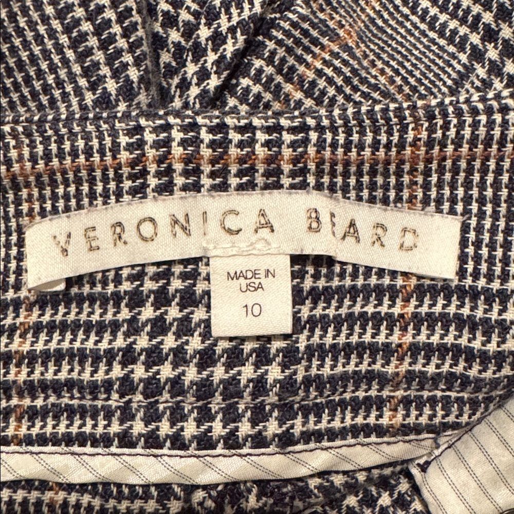 Veronica Beard Navy Multi Plaid Gemini Cigarette Cropped Pants – Size 10 - Picture 11 of 11